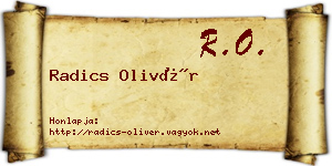 Radics Olivér névjegykártya