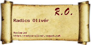 Radics Olivér névjegykártya